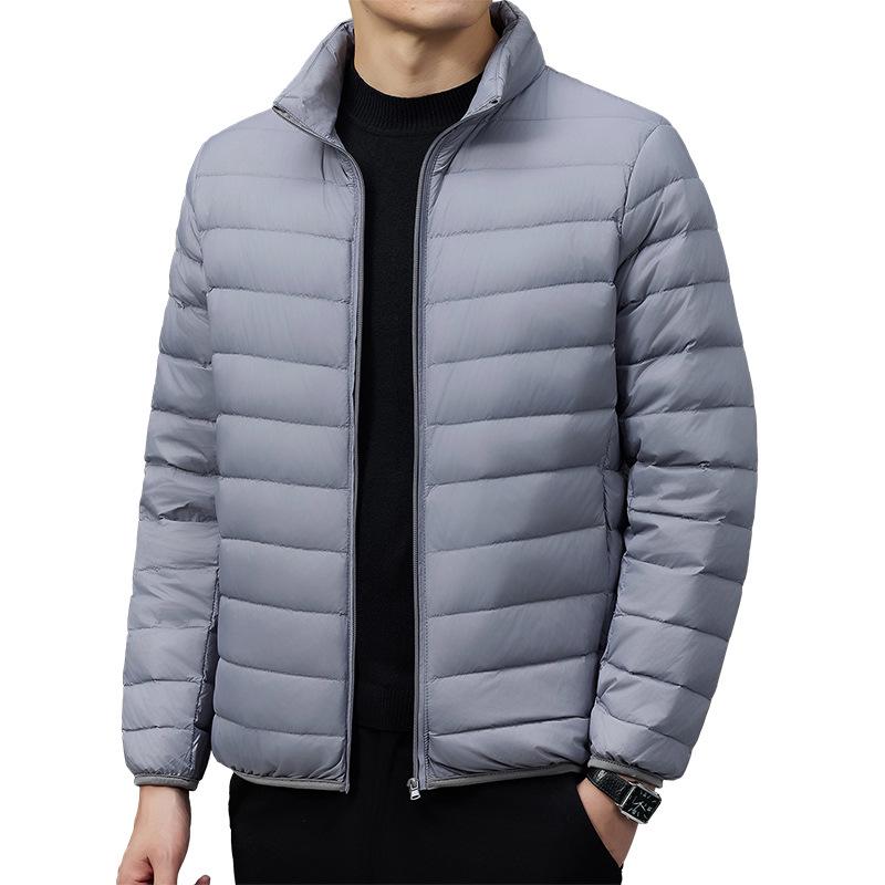 2024 Men's Lightweight Fashion Down Jacket - Short Stand Collar, White Duck Down, Warm Winter Coat