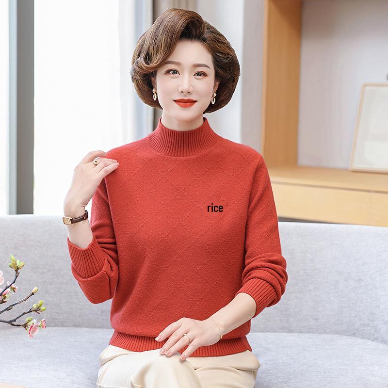 

Mom’s Small Autumn Knitwear: Stylish Long Sleeve Base Layer for Middle-Aged Women - Warm Sweater for Fall & Winter XXL [115-130 lbs] оранжевый/красный