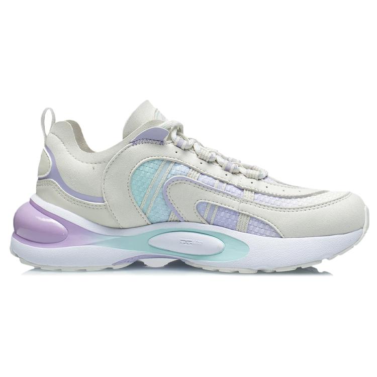 New LiNing V8 Cushioning Anti Slip And Wear Resistant Low Top Running Shoes Women's White Purple ARHQ172-7