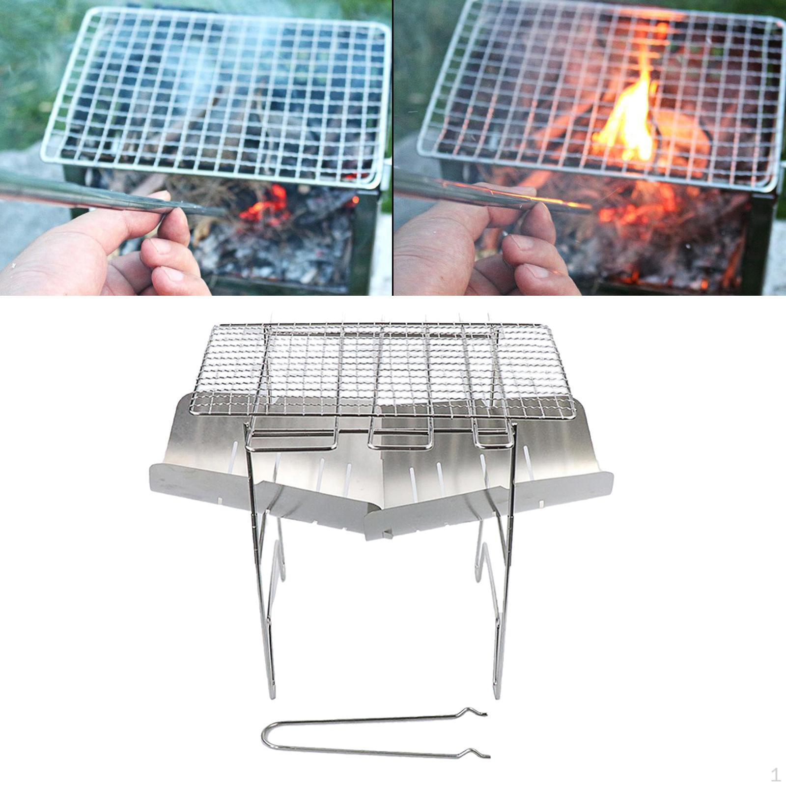 Folding Charcoal Stove Camping 3Pcs Stove+BBQ