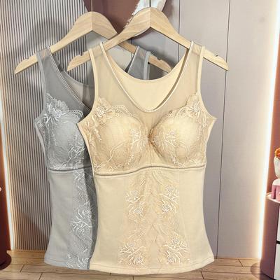 Women's Plus Size Velvet Vest with Chest Pad - Slim Fit Shapewear for Autumn & Winter