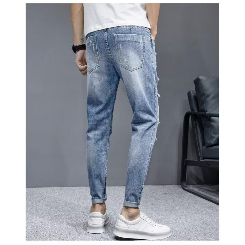Men's Korean Slim-Fit Skinny Jeans - Trendy Casual Style for Spring and Autumn