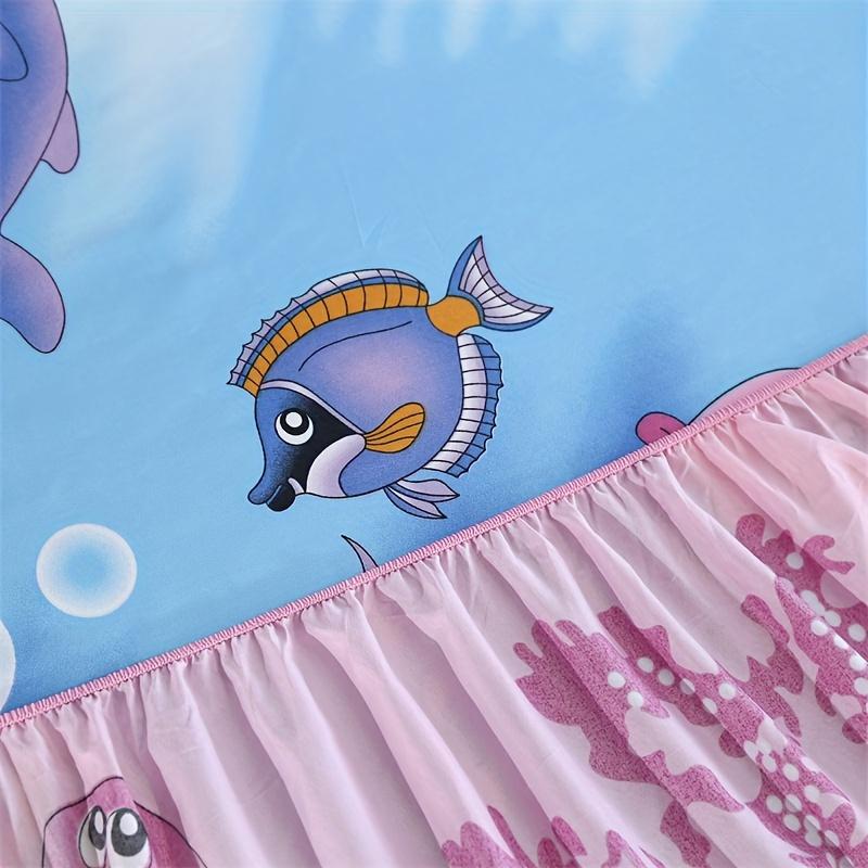 3 Pcs 100% Polyester Fleece Cartoon Print Bed Sheet Set (1 Bed Sheet + 2 Pillow Cases) - No Pillow Filler - Soft and Comfortable