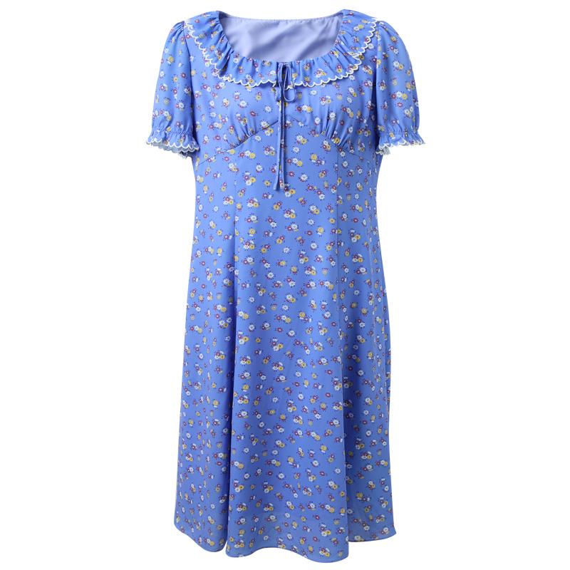 Sancai Plus Size Square Neck Floral Summer Dress L