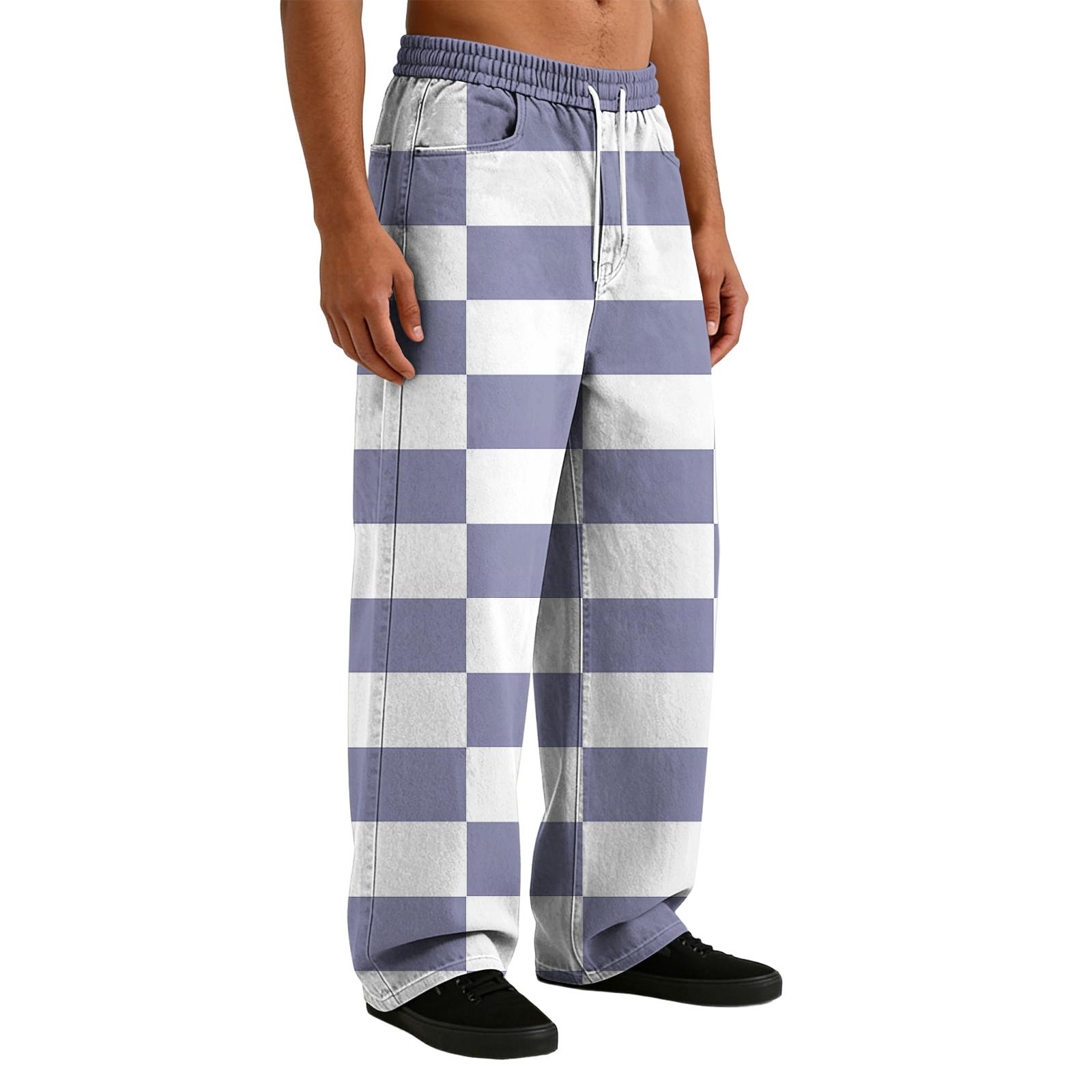 Men s Casual Stretch Waist Drawstring Straight-Leg Pants S чёрный