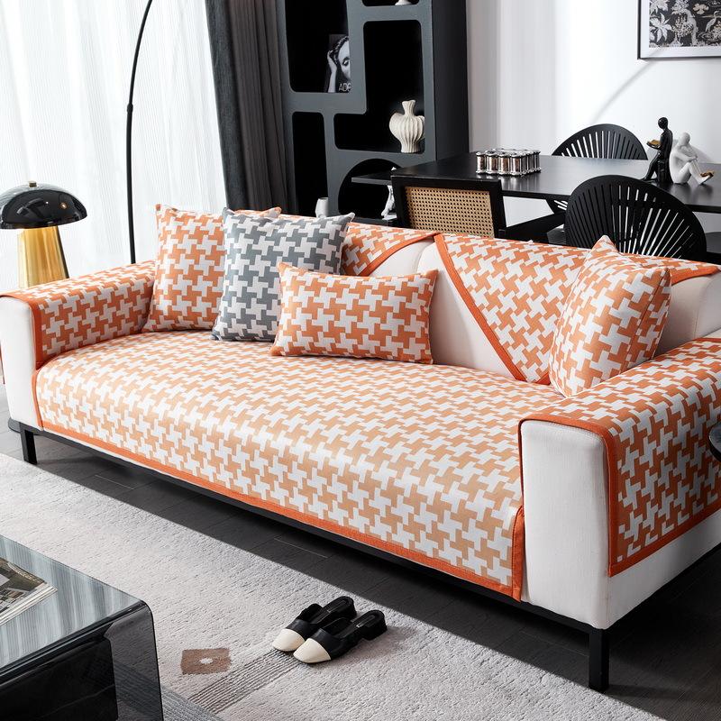 Summer Mat Sofa Cushion  New Cold Seat Cushion Light Luxury High-End Non-Slip Full Cover Sofa Backrest Cover