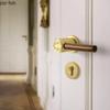 Metal Safety Door Lock Walnut Wood Handle Retro Bedroom Silent Locks Universal Split Locks Indoor Magnetic Lock Door Hardware