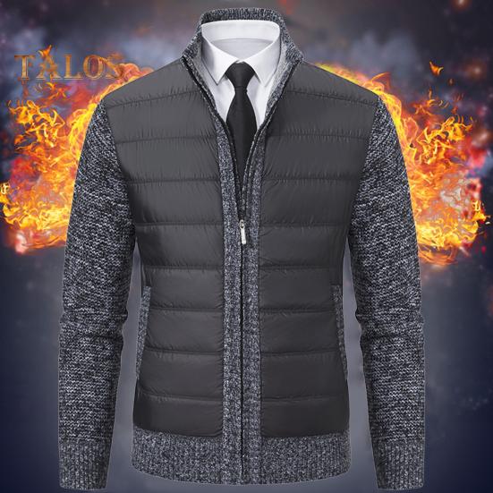 

Мужской свитер, пальто с карманами, утолщенная трикотажная свободная застежка-молния, плюшевая, с длинными рукавами, воротником-стойкой, с лоскутным узором, утепленная куртка на осень-зиму M темно-серого