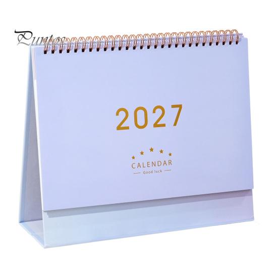 Academic Year Calendar 2027 Desk Calendar, Standing Flip Desktop Minimalist Gold Foil Cover Daily Agenda Monthly Planner, Thick Paper for Note Taking,