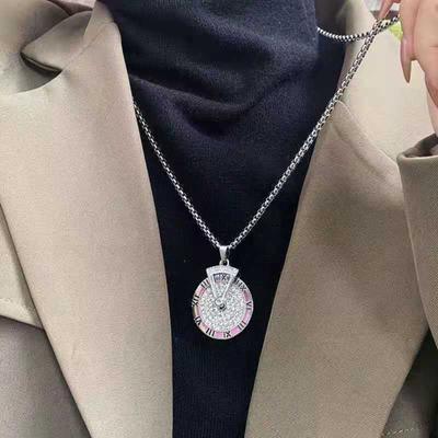 Sweater Necklace Rotatable Hip Hop Hypoallergenic Gift Fashion Jewelry Men Women Roman Numerals Clock