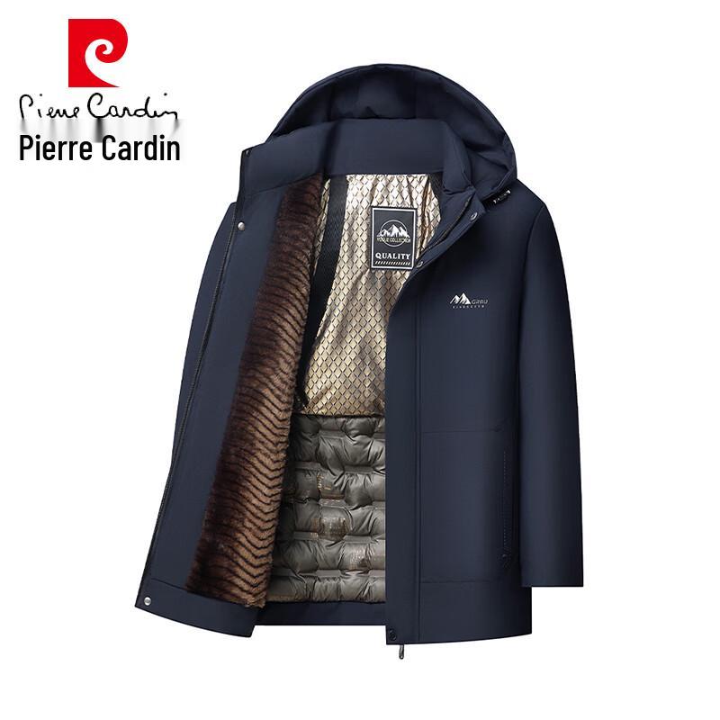 Pierre Cardin Men's Thickened Fleece-Lined Winter Jacket with Removable Hood