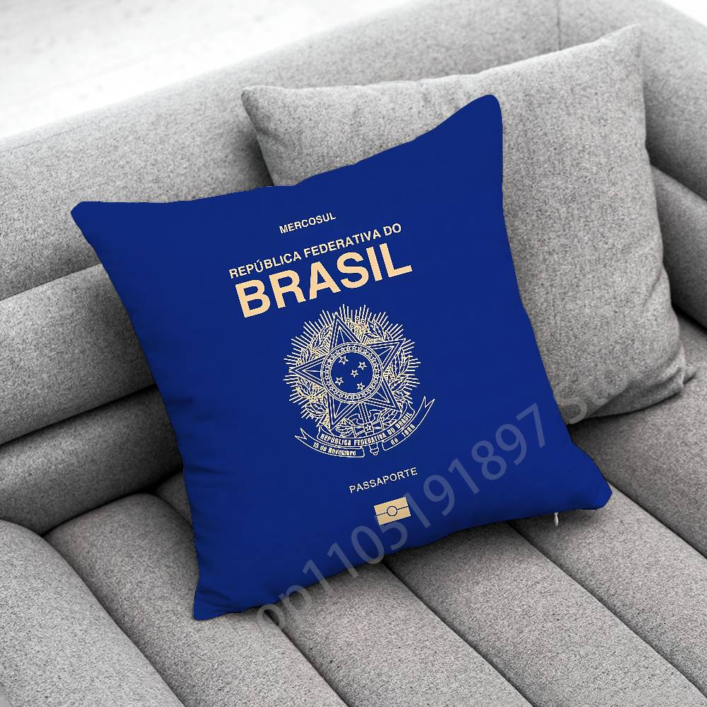 Rio De Janeiro Brazil Flag Map Passport Throw Pillow Case For 45x45cm 40x40cm 50x50cm 30x30cm Square Car Pillowcase Shell