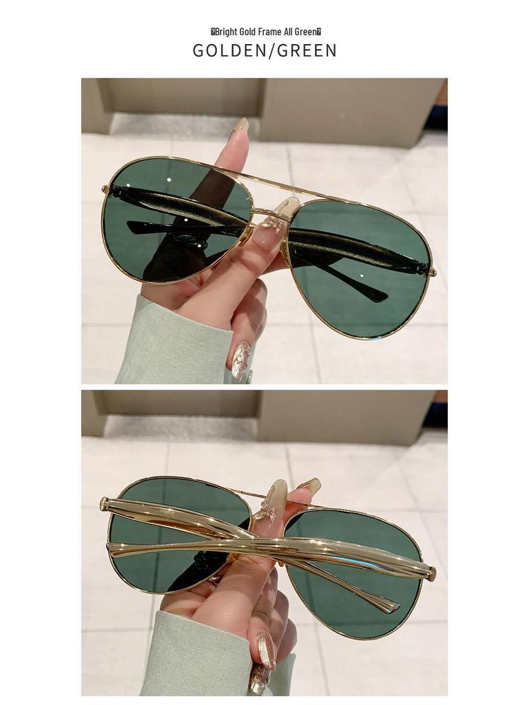 Modne damskie okulary przeciwsłoneczne aviator: Styl Europejski/Amerykański, Duża Oprawka, Retro Podwójny Mostek, Inspirowane Celebrytami Internetowymi