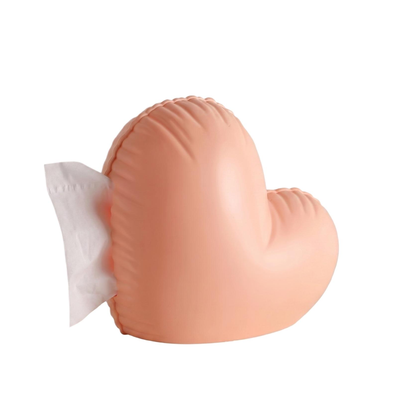 

Heart Shaped Tissue Box Cover Decorative Soft PU Leather Holder for Home Office Car Living Room Bedroom Desk one size розовый