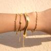 Stainless Steel Bracelets Set Gold Plated with Irregular Metal Cuff Delicate Chains Minimalist Layering Jewelry for Women