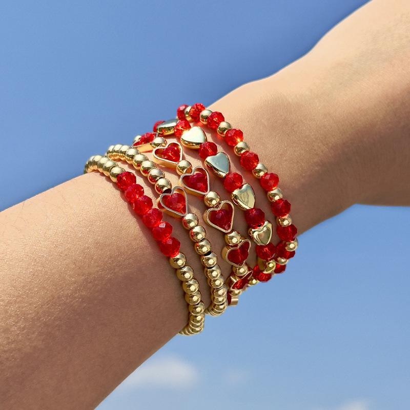 Bohemian meter beaded multi-layer stacked elastic bracelet contrasting color women's bracelet set