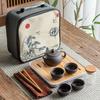 Original Purple Clay Small Tea Set: Ceramic Teapot, Lid Bowl, and Tea Cups for Office or Home Gongfu Brewing.
