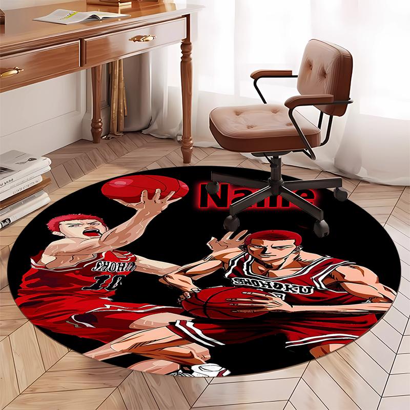 Custom Name Slam Dunk Printed Round Rug Carpet Chair Rug Area Rug Entryway Doormats,for Office Chair Living Room Bedroom Kitchen Room.