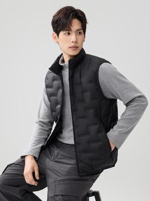 Men's Lightweight Down Vest - Autumn/Winter Stand Collar Gilet with White Duck Down Inner Layer. Short, Sleeveless Jacket.