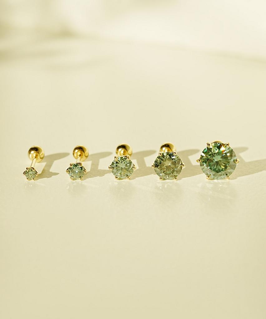 Minimalpiercing 14K Moissanite Diamond Green Noble Piercing Earrings