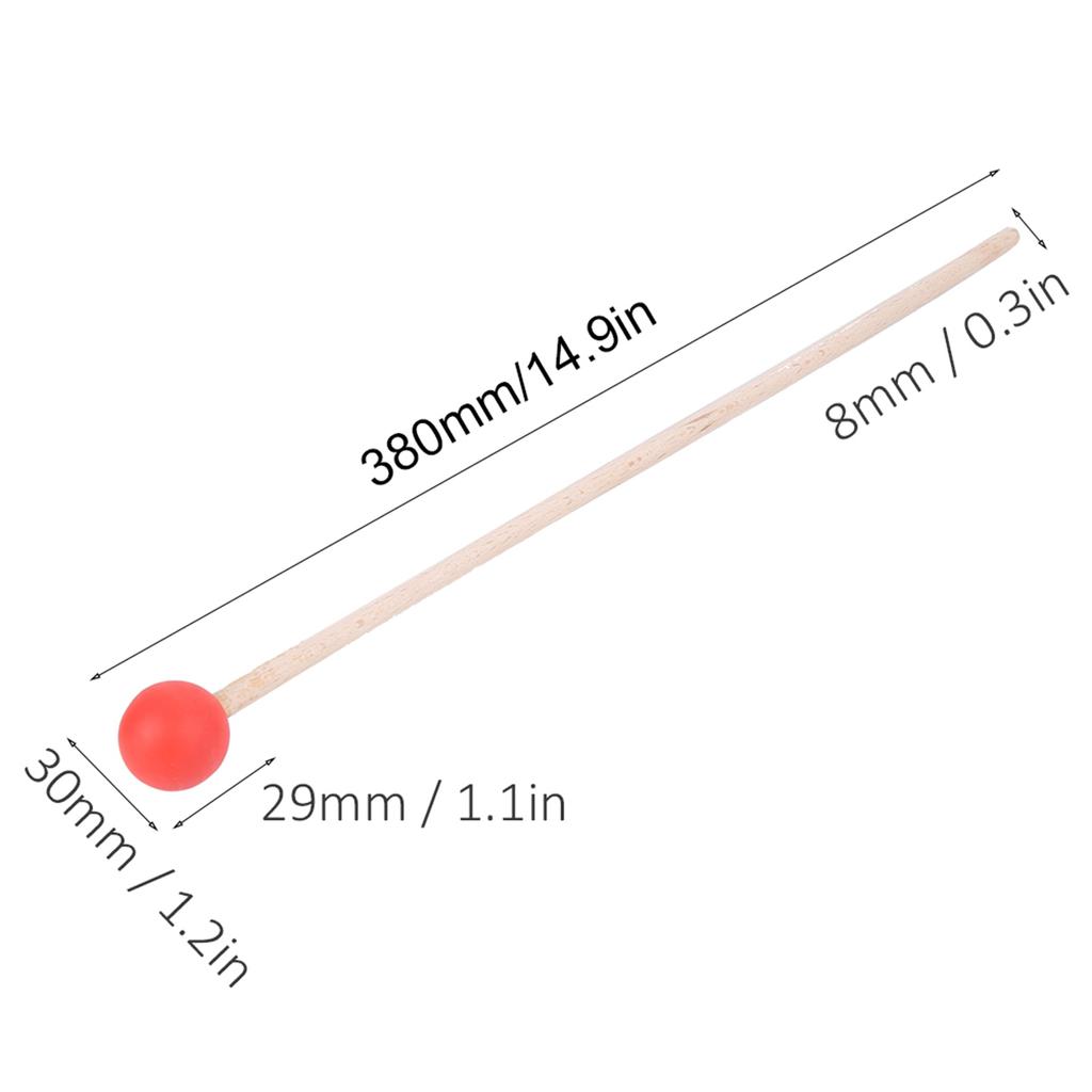 2Pcs Drum Mallet Hammer Musical Instrument Accessories for Xylophone Timpani Snare DrumsRed