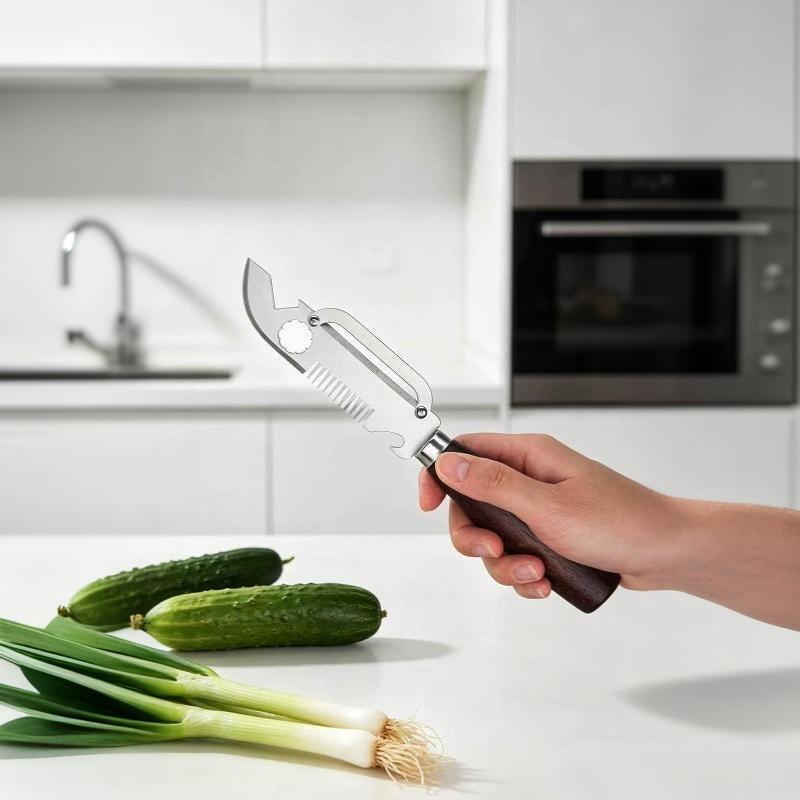 Multifunctional Stainless Steel Peeler With Bottle Opener Nut Cutter Comfort Grip Handle For Kitchen Fruit Vegetable Prep