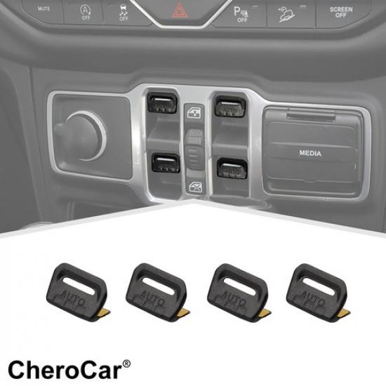 

4x Window Lift Switch Control Knob Button Cover Trim For Jeep Wrangler JL JT 18+