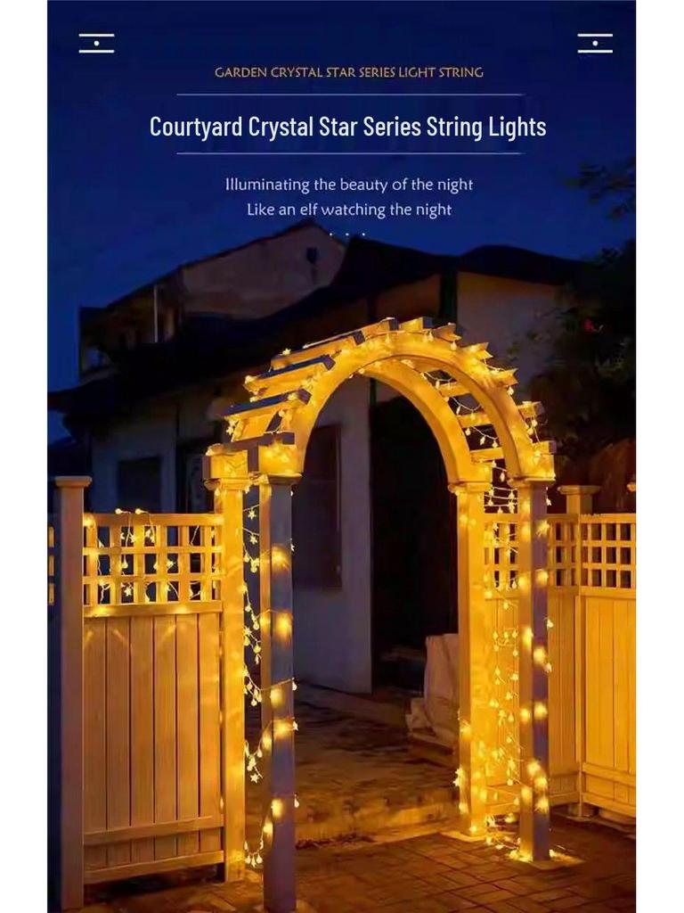 Solar LED Outdoor Star String Lights - Waterproof Patio Garden & Tree Fairy Lights