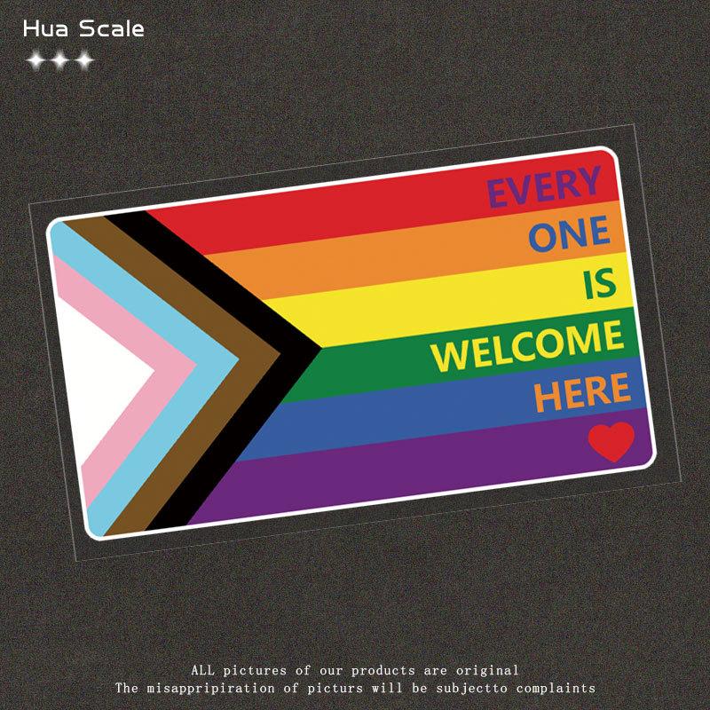 Reflective car stickers Everyone is Welcome Here - Waterproof Vinyl Sticker LGBTQ Progress Pride Flag Decorative accessories
