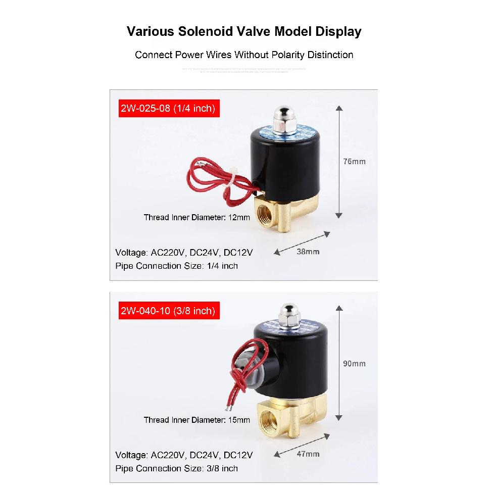 1/2" 3/4" 1" 2" Brass Electric Solenoid Valve Normally Closed 220V 24VDC 12VDC for Water Gas Oil Fitting