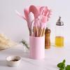 12-Piece Silicone Kitchen Utensil Set - Heat Resistant, Non-Slip Wooden Handles for Baking & Cooking