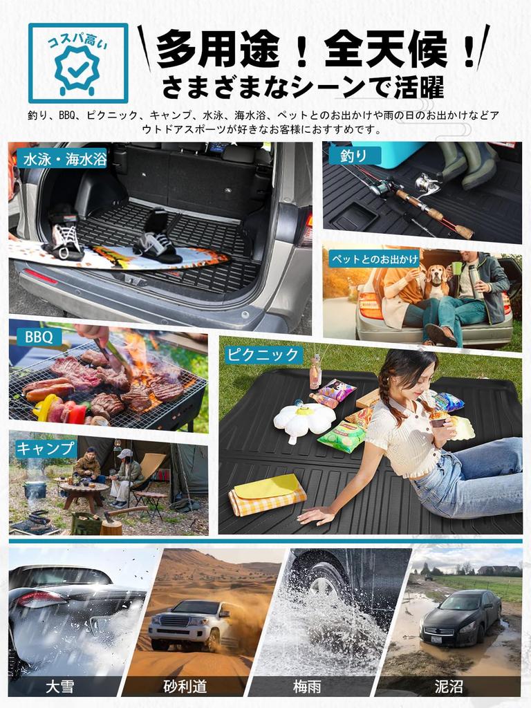 ruiya Foldable New Toyota Harrier 80 Series 80 Series Harrier Luggage Mat Dedicated Luggage Tray 3D Luggage Mat Waterproof TPE Material Stain