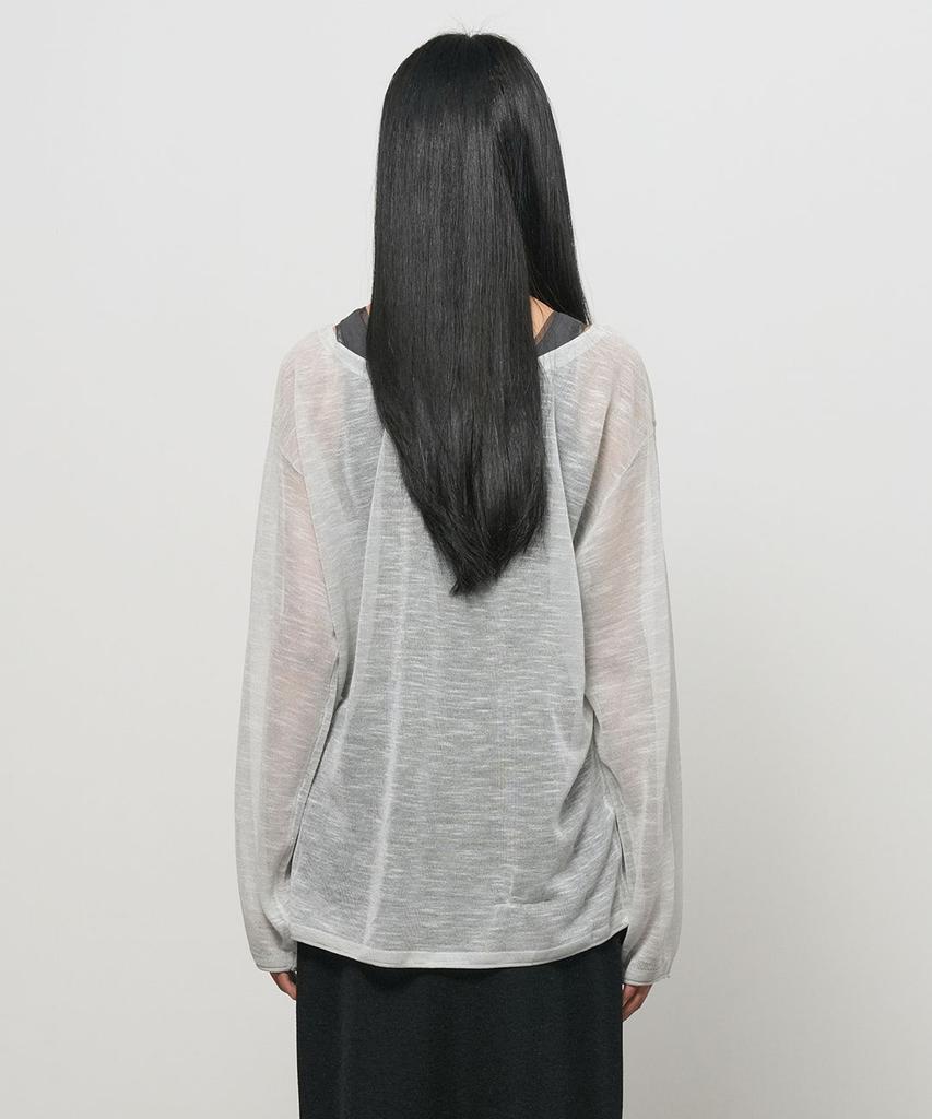 GENERALIDEA See-Through Neck String Knit Pullover [Light Grey] / Gf2Lkp543