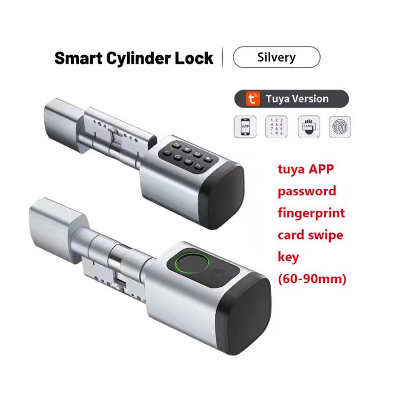Smart Electronic Door Lock APP/ Password/ Card/ Key/Fingerprint Unlock Tuya TTLock APP Smart Adjustable Cylinder Lock for Home