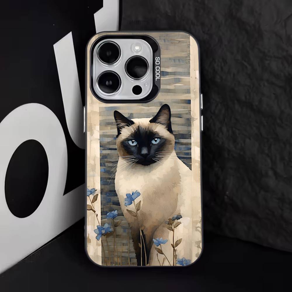 

S-Siamese Cats Cute Phone Case For iPhone 17,16,15,14,13,12,11,Pro,Max,Plus,E,Air,Mini Black Tpu Cover iPhoneXR