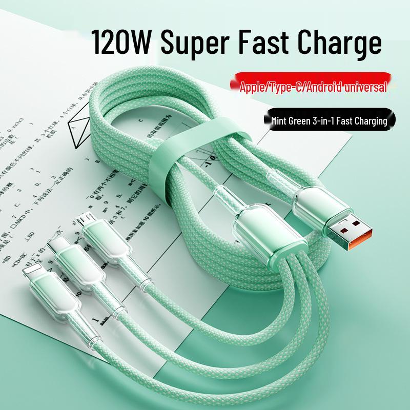 

66W Ice Crystal Fast Charging Cable, 3-in-1 for Apple 16 & Huawei Type-C Devices