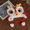 National Dragon Awakening Lion Hat Red Ear Protection Knitted Handmade Warm Festive Parent-Child Common Unisex 100% Image