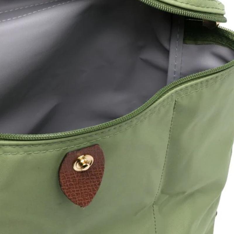 Longchamp Le Pliage 28 Unifarbener Besticktes Logo Druckknopf Reißverschluss Leinwand Rucksack Damen Rucksack Grün 1699089P77