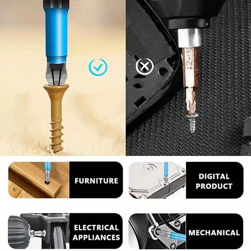 Magnetic Cross Head Drill Bits,Anti-Slip PH1 PZ1 PH2 PZ2 PH3 PZ3 50mm Length with Teeth,1/4" Hex Shank Single Head for Electric Screwdriver Drill