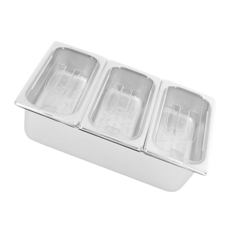 Rectangular Stainless Steel Storage Pan with Lid for Buffets Catering Display Container Practical Seasoning Box B03E