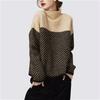 Lazy Wind Retro Color Matching Semi-turtleneck Knitted Sweater Women's Clothing Autumn and Winter New Loose Design Inner Sweater Women
