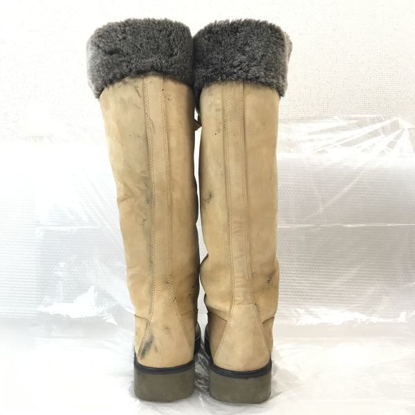 Timberland Kožené fleecové vysoké boty 8M 24.5-25.0 Béžové boty(POUŽITÝ)