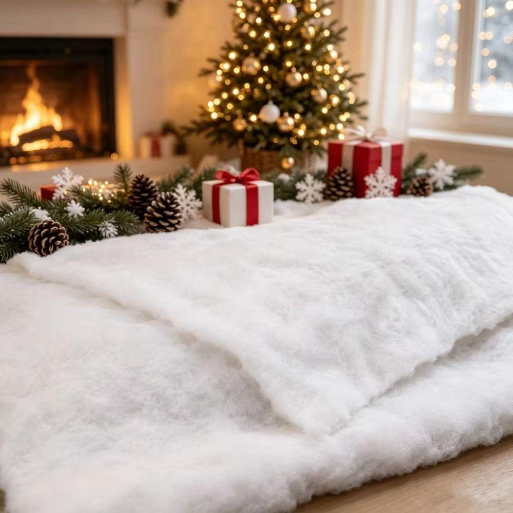 Miniature Landscapes Thick Snow Blanket Fluffy White Fake Snow Blanket Simulation Reusable Snow Roll Holiday