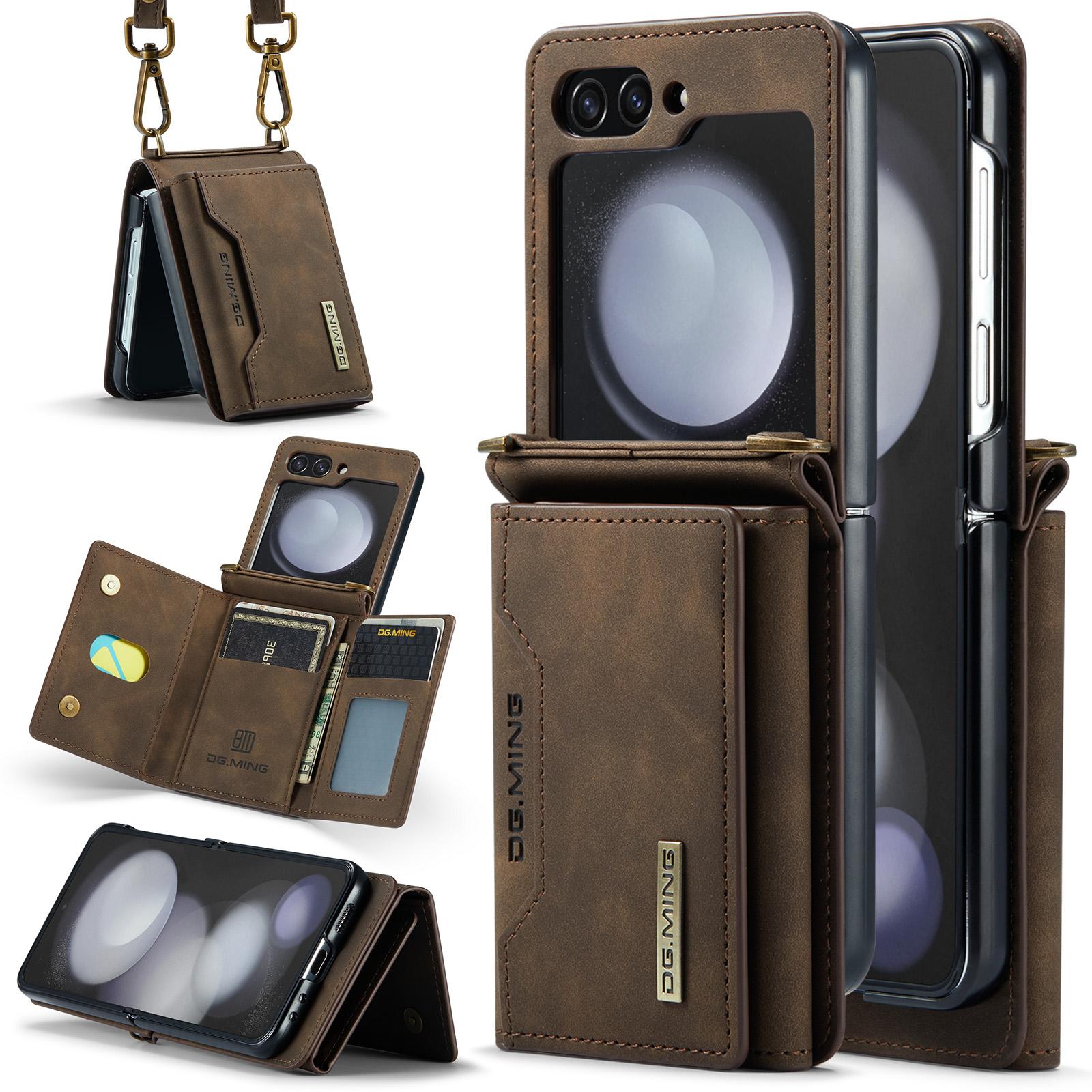 

Чехол-кошелек через плечо для карточек из натуральной кожи для Samsung Galaxy Z Flip 5 3 4 Z Fold 5 4 3 S23 S22 Ultra A14 A24 A34 A54 A13 A53, карманный кошелек, шнурок Huawei P50pro темно-коричневого