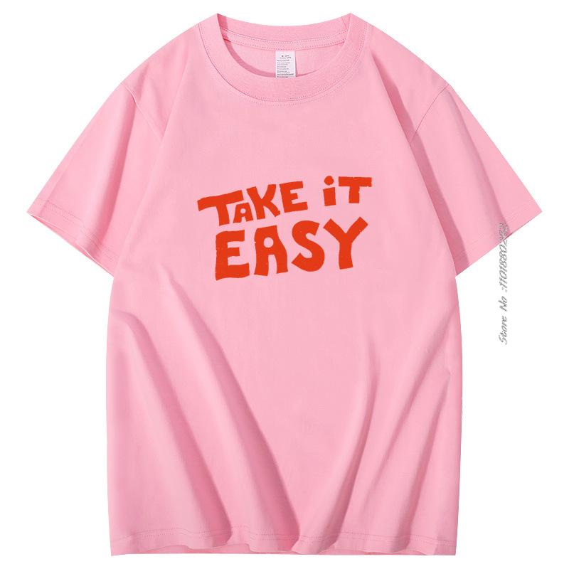 Take It Easy Funn Cartoon Graphic Tops Cotton Tshirt Unisex Fashion Streetwear Aesthetic Unique Hipster Short Sleeve Tshirts