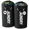 2-Pack Oxford Fabric Foldable Laundry Baskets, 25.1gal/30.38gal Clothes Storage Bins with Drawstring Closure and Ring Handles