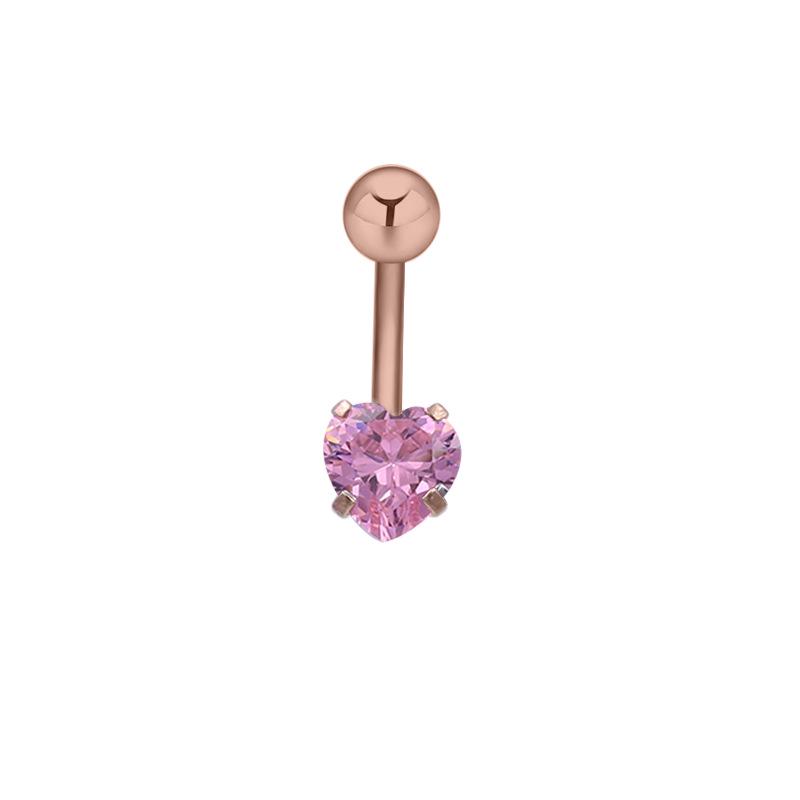 Pfirsichherz 5A Zirkon Bauchnabelring 2023 - 16G Piercingschmuck Neuheit
