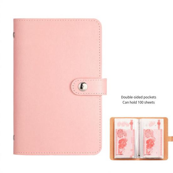Cash Saving Binder Imitation Leather Clear PVC Pockets Tear-resistant Cash Holder for Bills Receipts Compact Money Organizer for Home Office Use