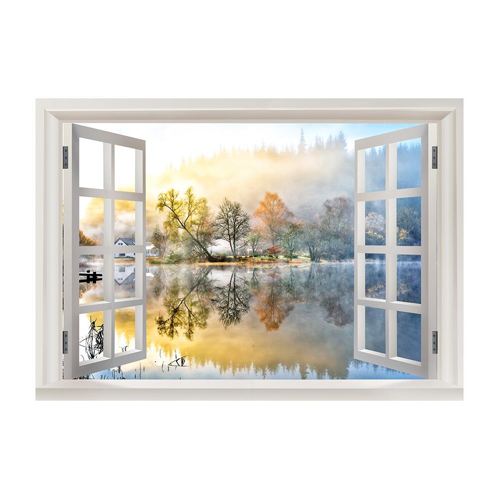 3D Window View Wall Art Beach Summer Beach Coconut Tree Wall Murals Print Art Canvas Poster For Living Room Pictur