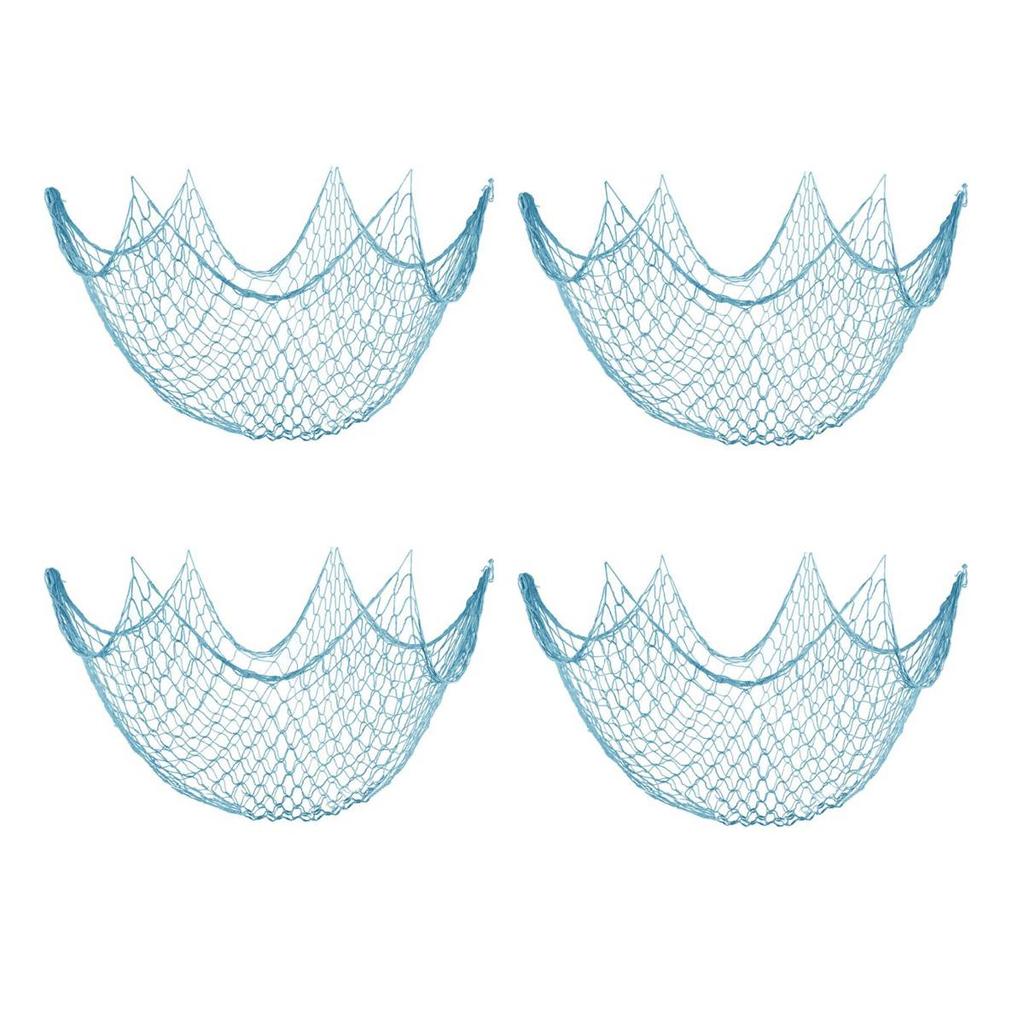2/4 Pcs Fish Netting Decoration Cotton Decorative Fishing Net Ocean Themed Wall Hangings Fishnet for Beach Mermaid Party Home